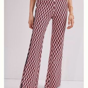 Maeve Pull on Bootcut Pants Red and White Geometric Pants Size Small